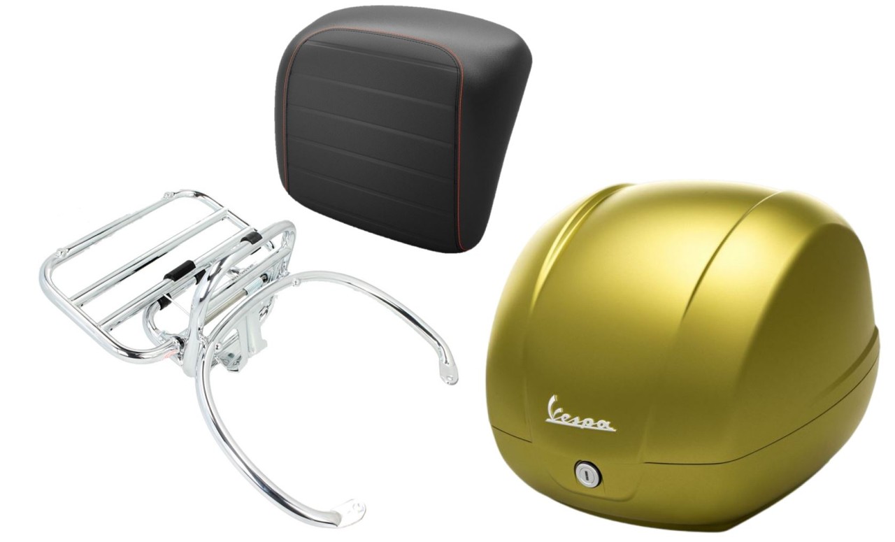 Topcase Kit 36L verde army (333/A), luggage rack chrome for Vespa GTS 125/300/310