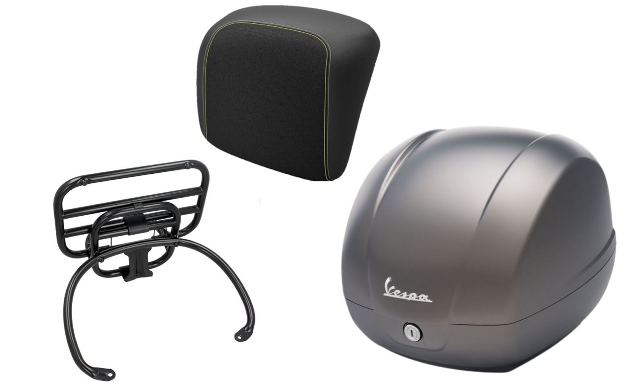 Topcase Kit 36L quartz gray (G22), luggage rack black for Vespa GTS 125/300/310