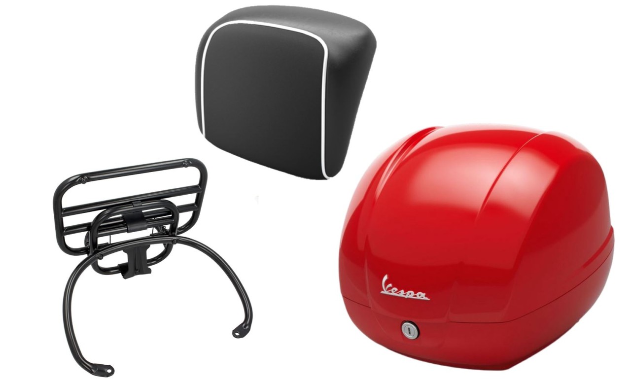 Topcase kit 36L red dragon (894), luggage rack black for Vespa GTS 125/300/310