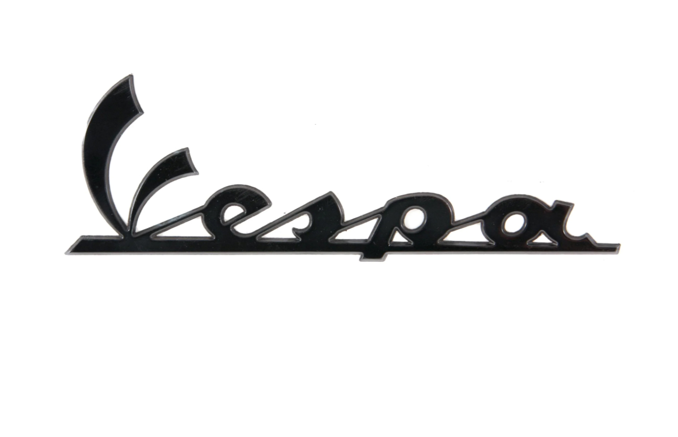 Lettering "Vespa" leg shield front - black/anthracite glossy